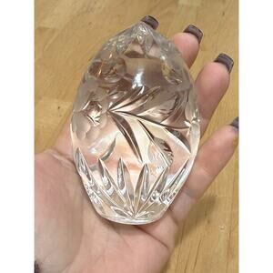 Vintage Sullivans Lead Crystal Egg Paperweight Hand Cut Art Glass Poland 3.5”